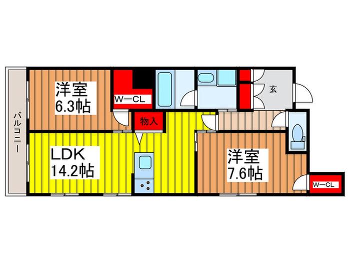 オーキッド(2LDK/2階)の間取り写真