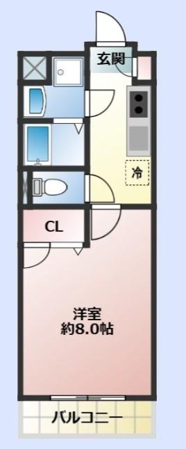 東武東上線 川越駅 徒歩19分 5階建 築12年(1K/4階)の間取り写真