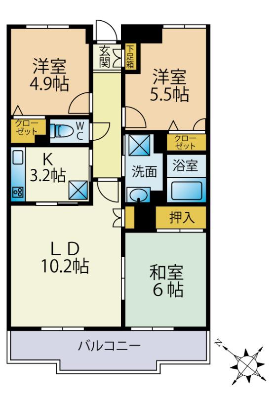 ロアジール船橋(3LDK/2階)の間取り写真