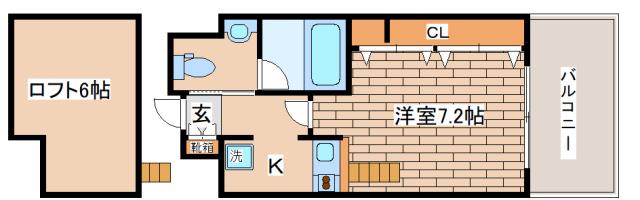 W.O.B.ROKKOHMICHI(1K/7階)の間取り写真