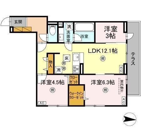D-KUUTIO(3LDK/1階)の間取り写真