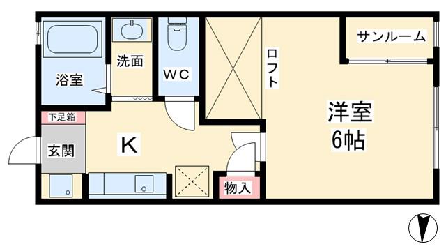 サンローラン北代(1K/1階)の間取り写真