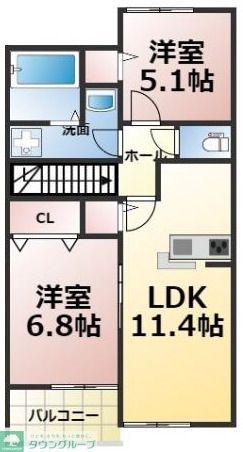 コンフォート茜台(2LDK/2階)の間取り写真