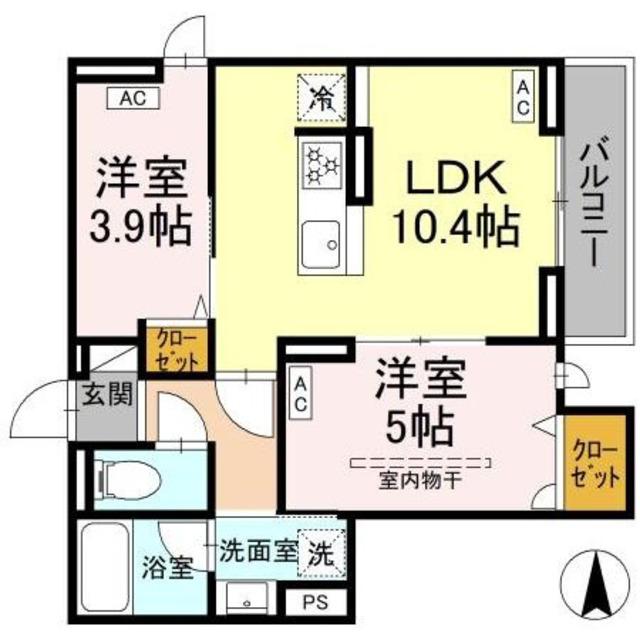 セレスティア上北沢(2LDK/3階)の間取り写真