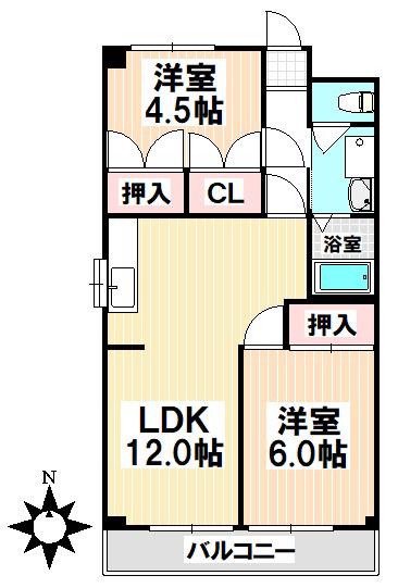 マイプレイス観音(2LDK/1階)の間取り写真