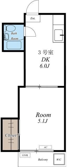 コーポ小田(1DK/3階)の間取り写真