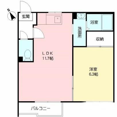 タウニィ中春日(1LDK/2階)の間取り写真