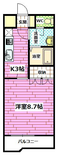 ジュネス祗園(1K/1階)の間取り写真
