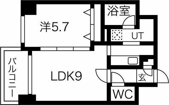ブラントゥール伏見(1LDK/2階)の間取り写真