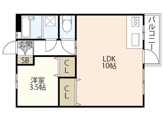 SHINTABLDG(1LDK/3階)の間取り写真