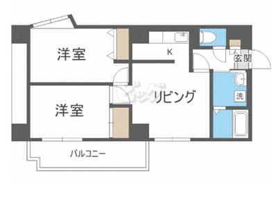 シルキーU6・1(2LDK/8階)の間取り写真