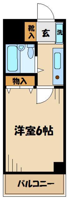 リーセントパレス多摩(1K/2階)の間取り写真