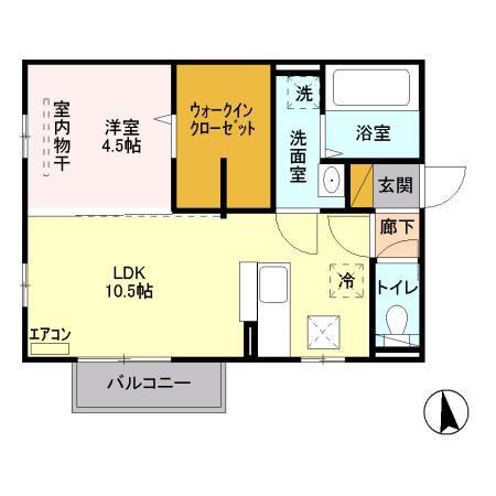 ベルデュール(1LDK/1階)の間取り写真