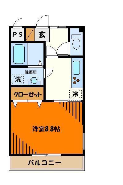 アニヴェルセル(1DK/2階)の間取り写真