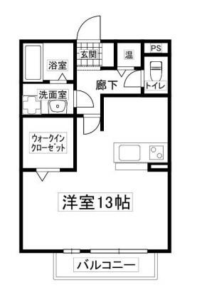 プランドール今在家B棟(ワンルーム/2階)の間取り写真