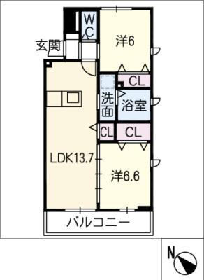 ソーニョ(2LDK/3階)の間取り写真
