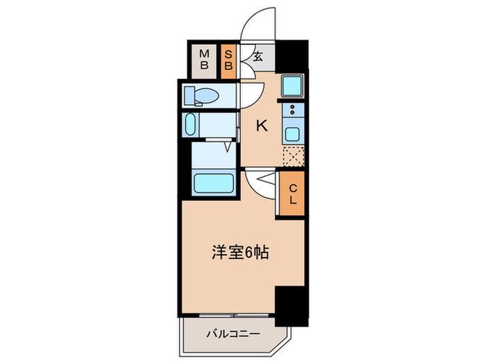 エステムコート新神戸II駅前山手(1K/8階)の間取り写真