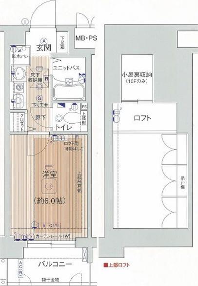 エステムコート梅田茶屋町デュアルスペース(1K/7階)の間取り写真
