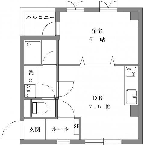 ベルプラザ(1DK/6階)の間取り写真