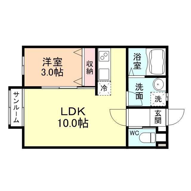 SHINE SQUARE(1LDK/1階)の間取り写真