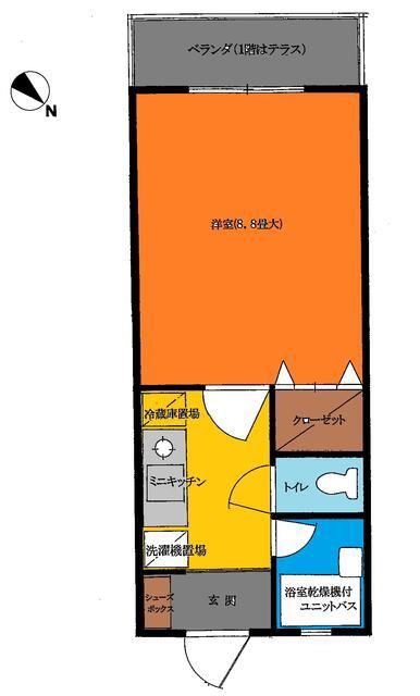 シャトー原(1K/1階)の間取り写真