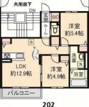 CASA TOA(2LDK/2階)の間取り写真