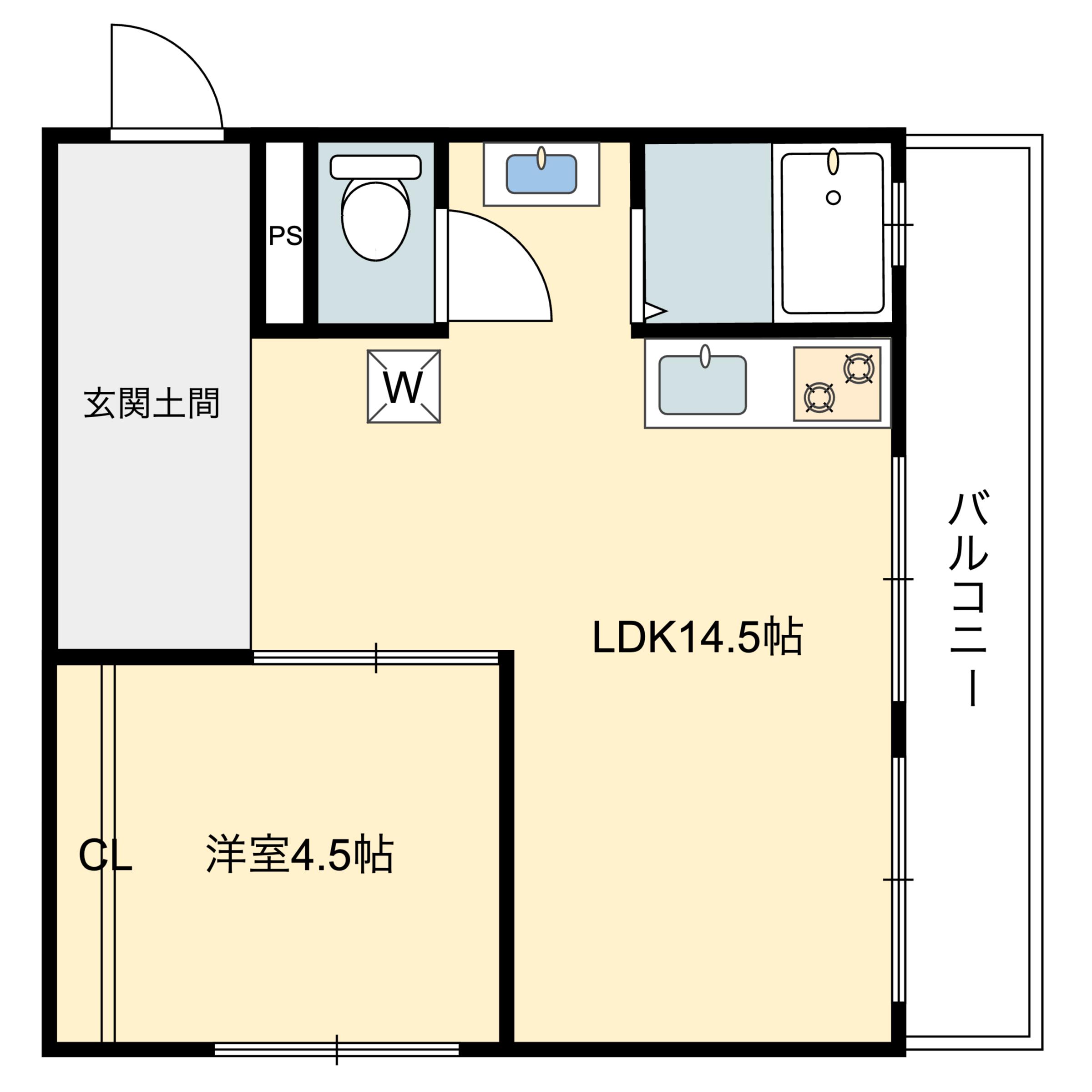 御影ハイム(1LDK/4階)の間取り写真