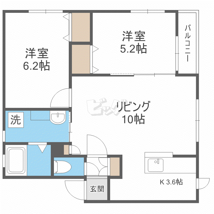 ルミエール 235(2LDK/1階)の間取り写真