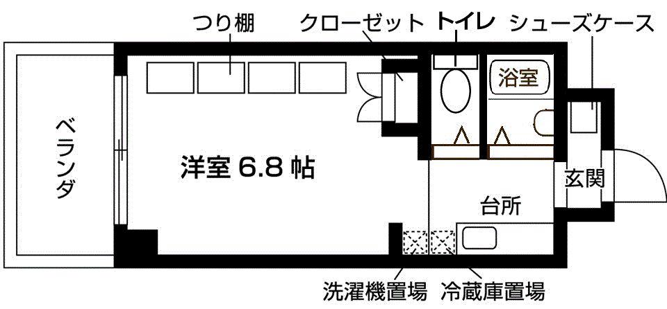 ジュネスコート桜山(ワンルーム/2階)の間取り写真