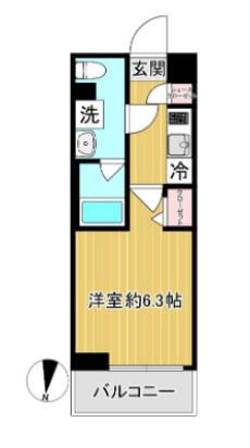 ショーケンレジデンス川崎登戸ウエスト(1K/2階)の間取り写真