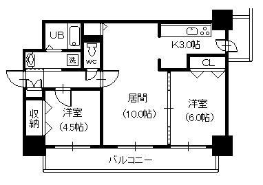 センチュリー旭川(2LDK/1階)の間取り写真