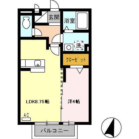 サン・イースト(1LDK/2階)の間取り写真