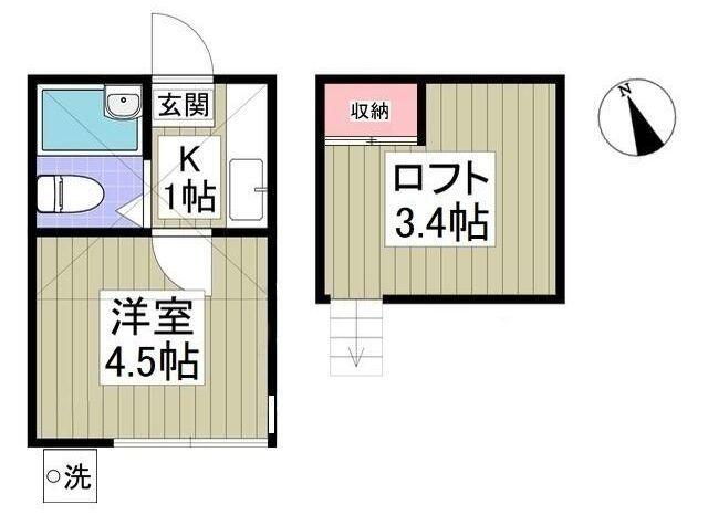 JR京浜東北線 西川口駅 徒歩18分 2階建 築37年(1K/1階)の間取り写真