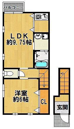 M・フラッツ三輪I(1LDK/2階)の間取り写真