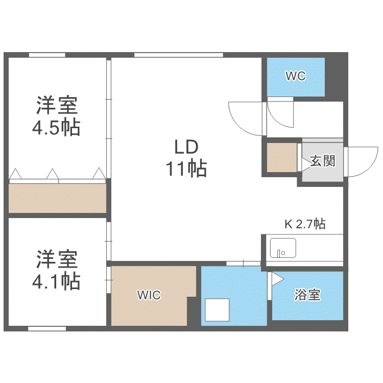 PROGRESS元町II(2LDK/2階)の間取り写真