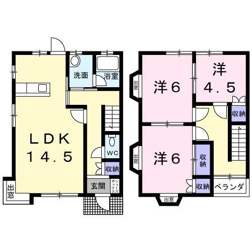 タウンハウス(3LDK/1階)の間取り写真