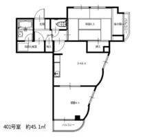 セクションⅡ(2DK/4階)の間取り写真