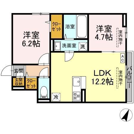セン・ラークヒルズ(2LDK/2階)の間取り写真