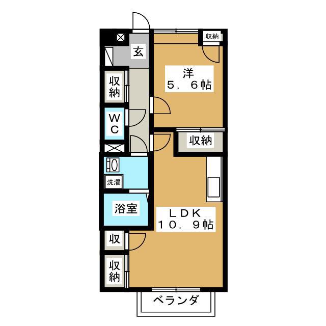 サープラスあけぼの(1LDK/1階)の間取り写真