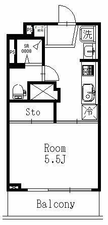 鶯谷マンション(1K/8階)の間取り写真