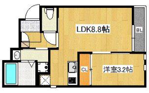 GRANDTIC CHERISH BEFU III(1LDK/1階)の間取り写真