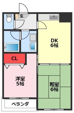 クリスタルマンション(2DK/1階)の間取り写真