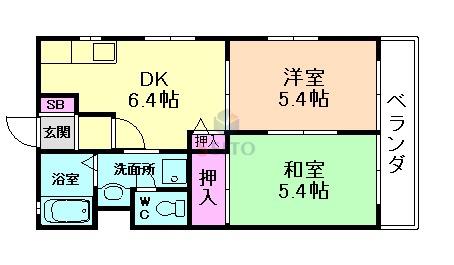 ル・クレール(2DK/1階)の間取り写真