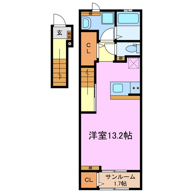 NINA 館 II(ワンルーム/2階)の間取り写真