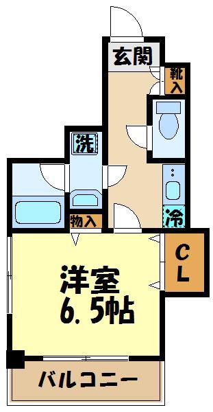 コンフォータブル(1K/6階)の間取り写真
