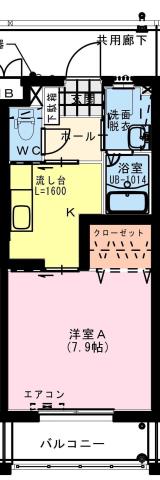 サテリット・K(1K/3階)の間取り写真