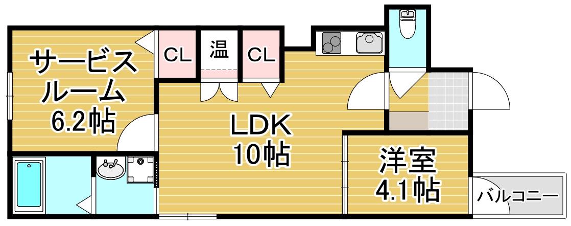 わいわいロード粉浜(1SLDK/1階)の間取り写真
