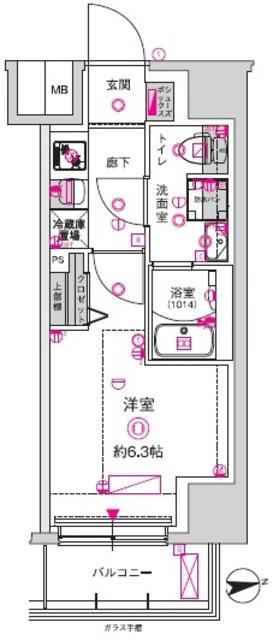 CREST TAPP川崎港町(1K/6階)の間取り写真