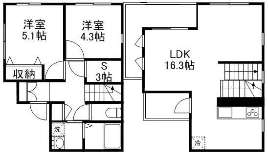 立野町ヘーベルハウス(2LDK/1階)の間取り写真