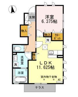 ビラージュ玉川学園(1LDK/1階)の間取り写真